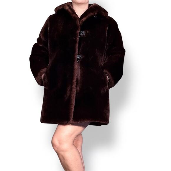 Vintage Jackets & Blazers - Vintage 1950s Dark Brown Mink Fur Coat Satin Lined Mid Century Luxe Evening